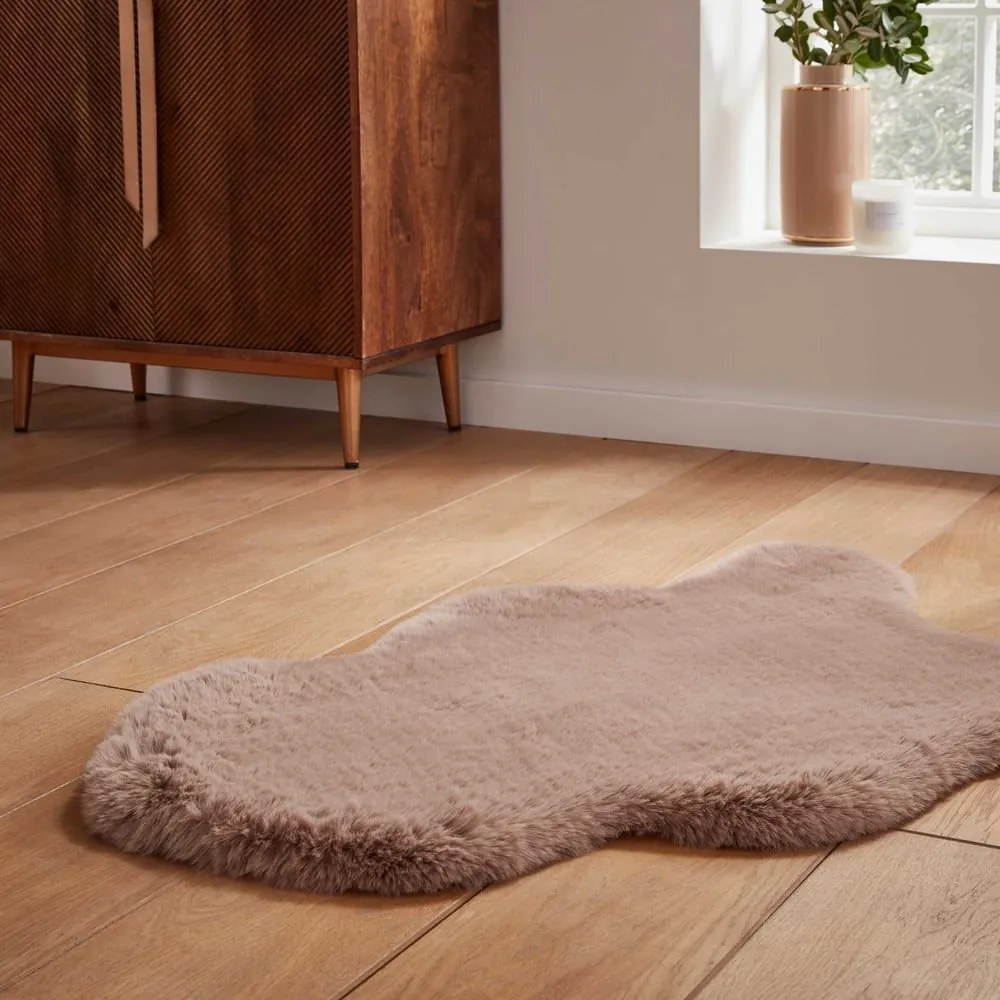 Világosbarna szintetikus szőrme szőnyeg 60x90 cm Super Teddy – Think Rugs