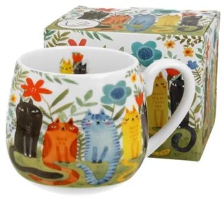 Porcelánbögre 430ml, dobozban, Garden Felines