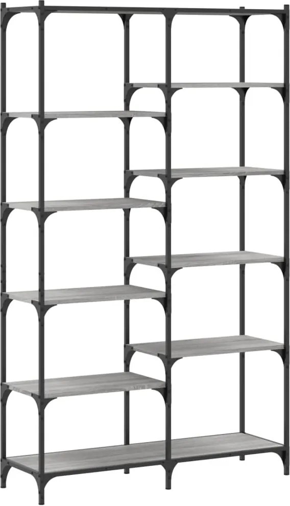 vidaXL szürke sonoma szerelt fa és vas könyvespolc 100 x 32 x 170 cm