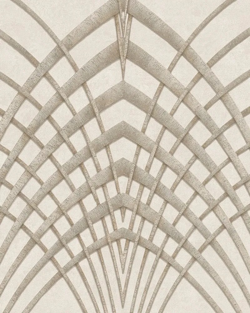 Bézs tapéta geometrikus árkád mintával Vinil