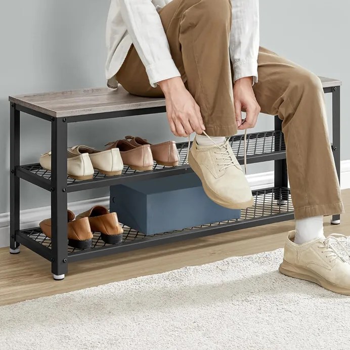 Cipőszekrény, mdf, szürke, ABO-E1078 Grey