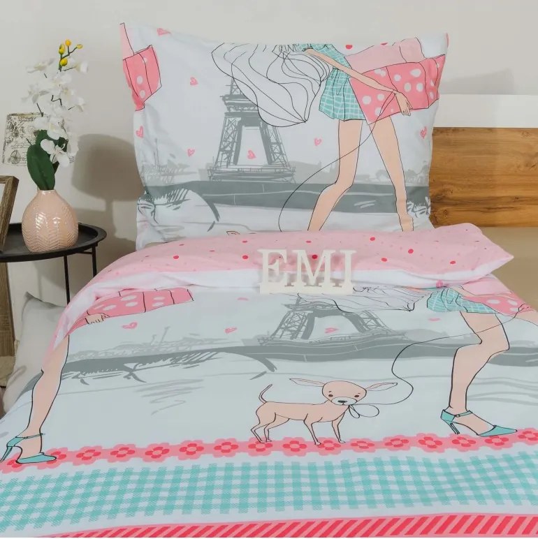 EMI Eiffel gyermek ágyneműhuzat, A standard egyszemélyes ágy szett tartalma: 1x 140x200 + 1x 70x90
