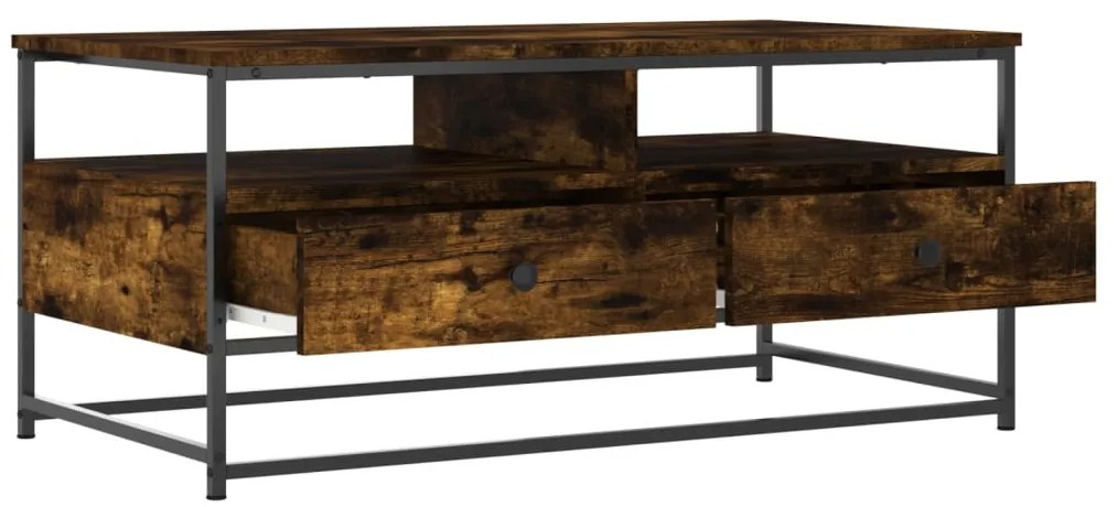 Füstös tölgy színű szerelt fa dohányzóasztal 100 x 51 x 45 cm