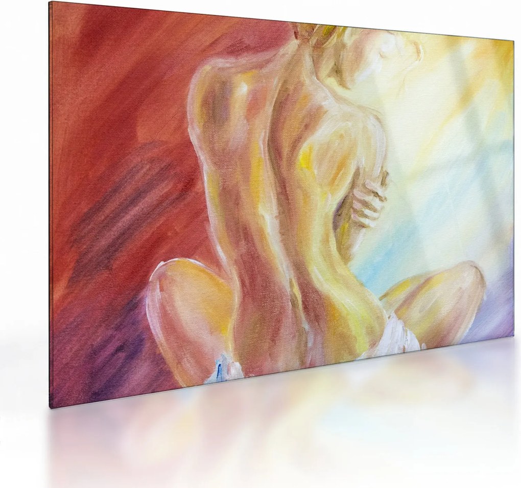 Pihenő nő képe, olajfestmény (üvegen) (70x50 cm)