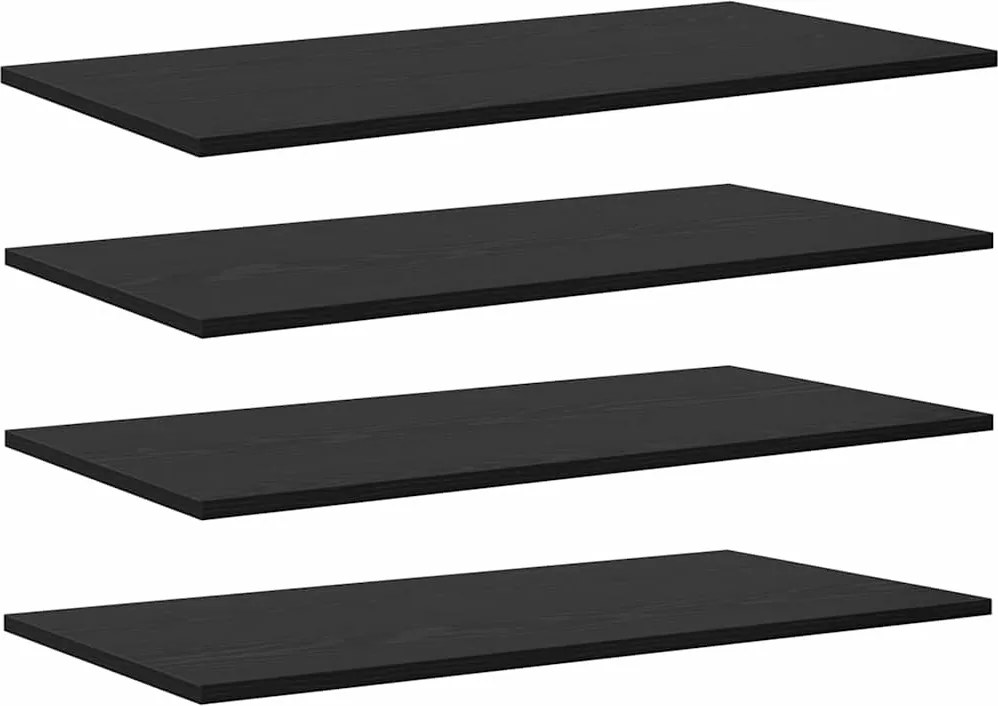 vidaXL Polcos könyvespolc 4 pcs Fekete 80 x 40 x 1,5 cm Faanyag