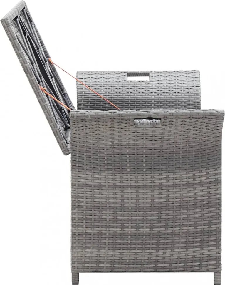 szürke polyrattan tárolópad párnával 138 cm