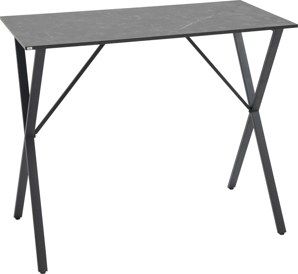 HOMCOM Modern Ipari Stílusú Bárpult, Magas Konyhaasztal Márványhatású Fából és Acélból, 120 x 60 x 102 cm, Fekete | Aosom