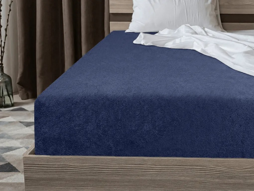 Frottír gumis lepedő EXCLUSIVE tengerészkék 90 x 200 cm