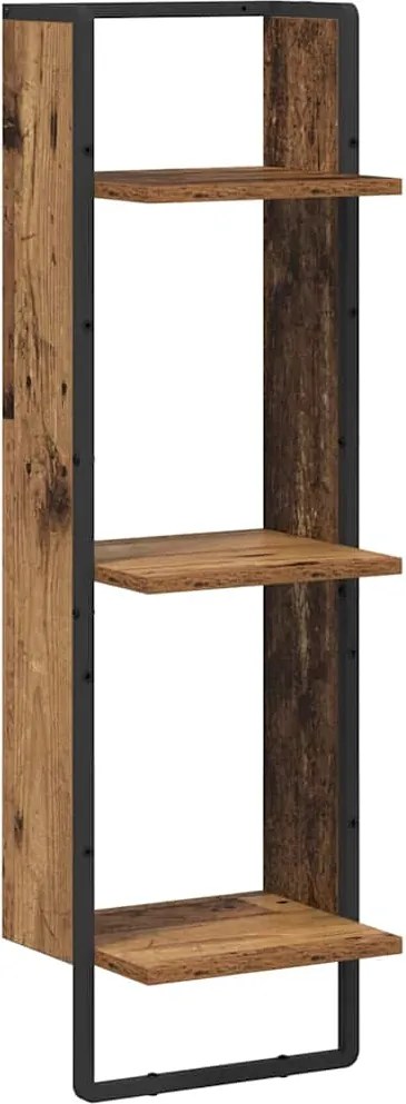 vidaXL Falpolc polcokkal tárolóval Öreg fa 30 x 25 x 100 cm Faanyag