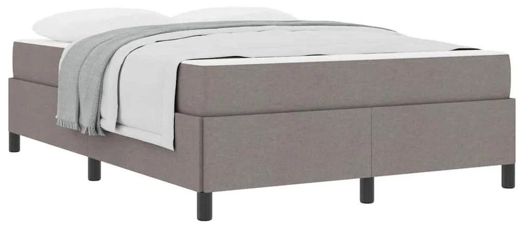 Boxrugós ágy Taupe és Fekete 140 x 190 cm Textil és mérnöki fa