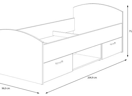 Egyszemélyes ágy tárolóval URO 90x200 cm artisan tölgy/fehér
