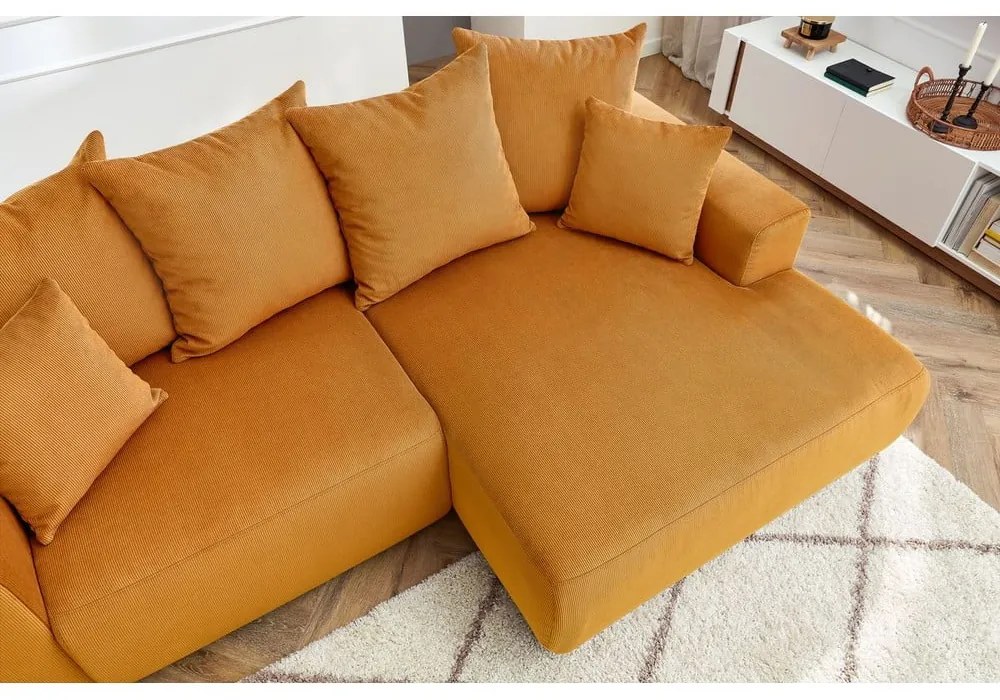 Okkersárga bársony sarokkanapé Enjoy – Bobochic Paris