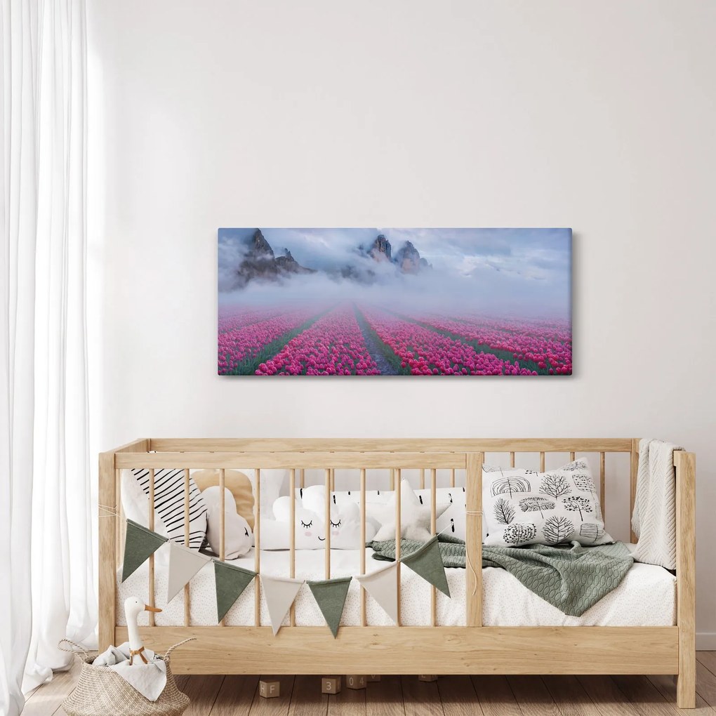 Kép - Tájkép tulipánmezőkkel (120x50 cm)