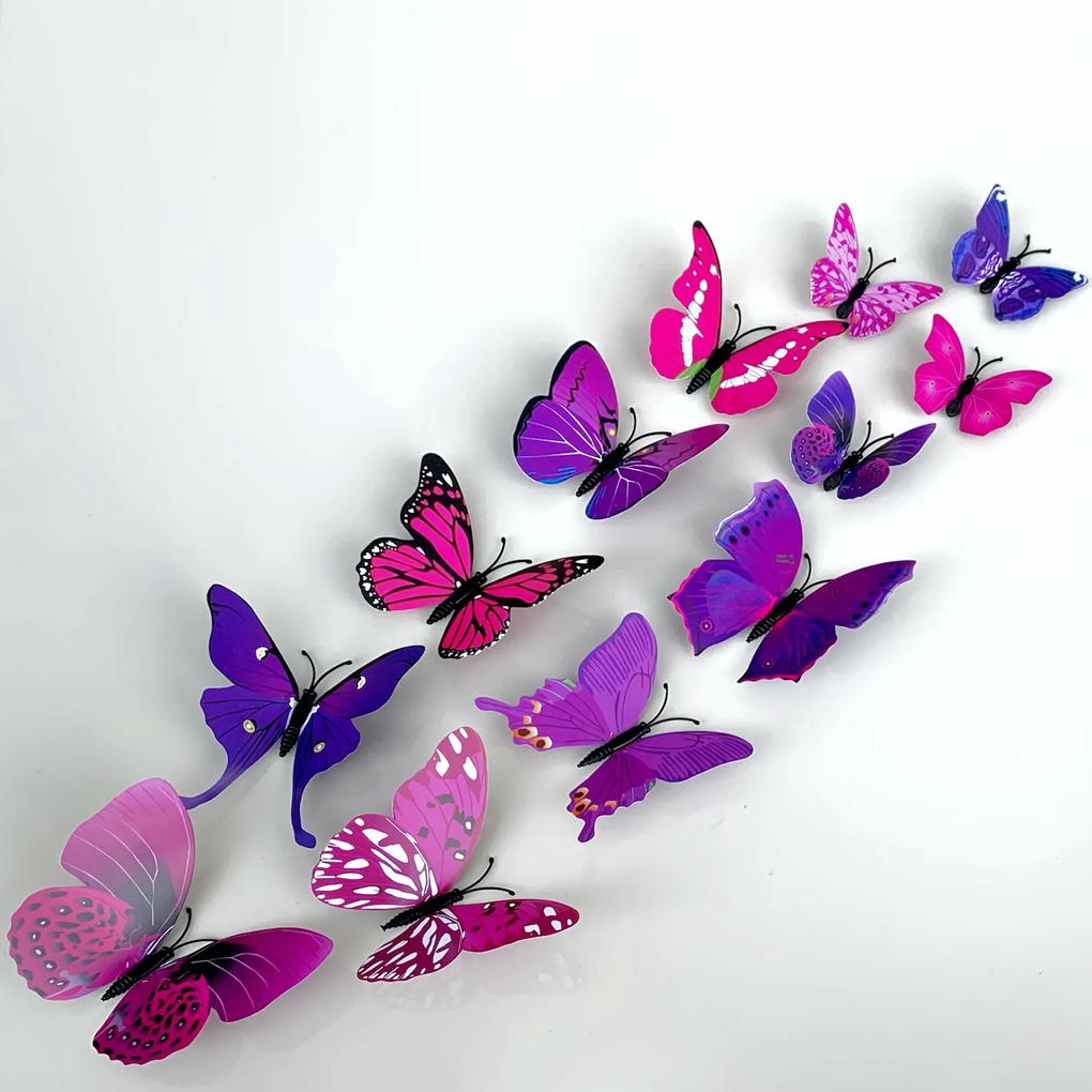 PIPPER | Falmatrica "Reális műanyag 3D lepkék - lila" 12db 5-12 cm