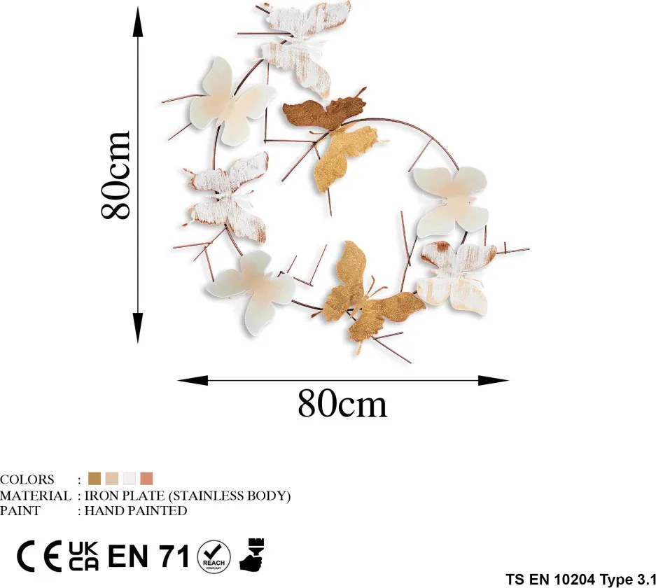 Butterflies fém fali dekoráció, 80 cm – TR891TNL2384