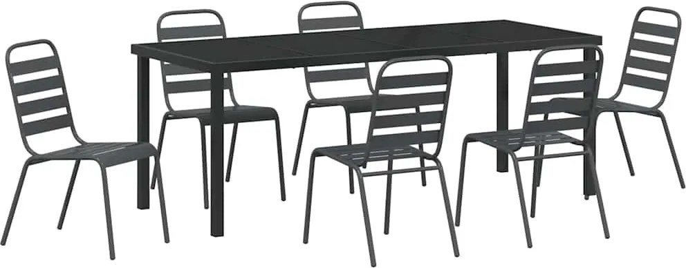 vidaXL Kert étkező szett 7 pcs Antracit Porszórt acél