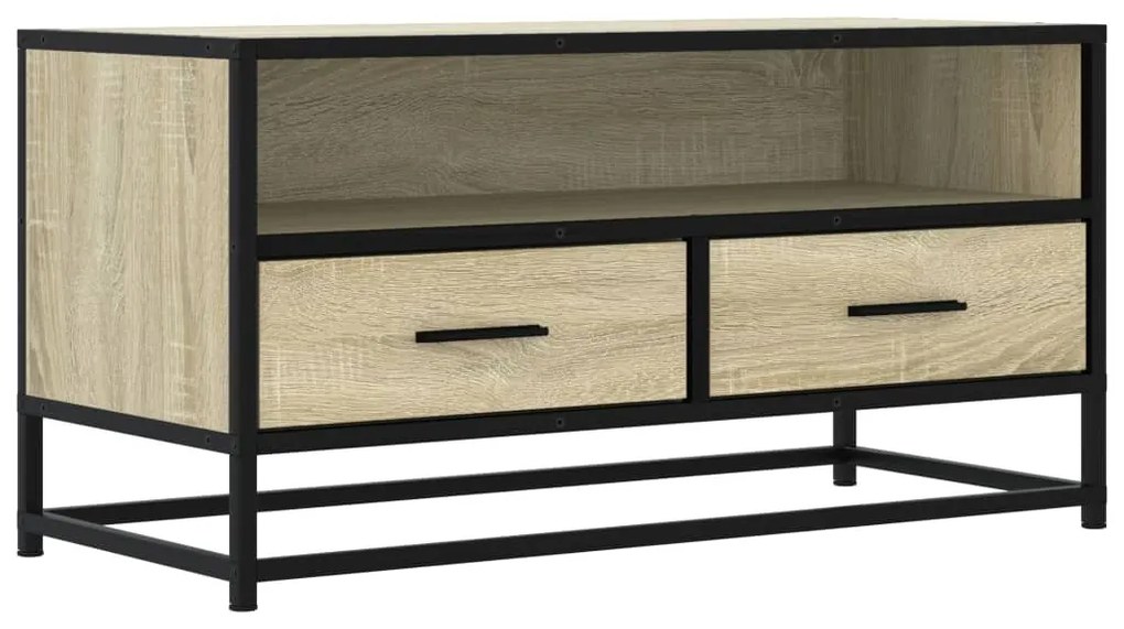 sonoma tölgyszínű szerelt fa és fém TV-szekrény 80x34,5x40 cm