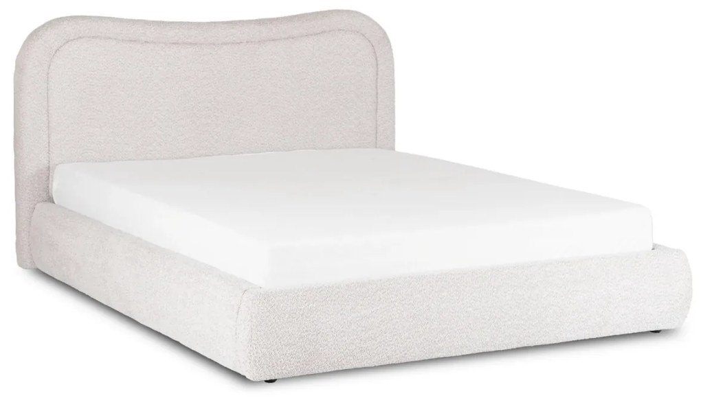 Kárpitozott Franciaágy Krém Bouclé Szövettel. 160x200 HAGA