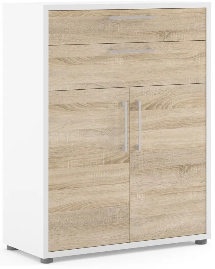 Fehér-natúr színű moduláris könyvespolc tölgyfa dekorral 89x113 cm Prima – Tvilum