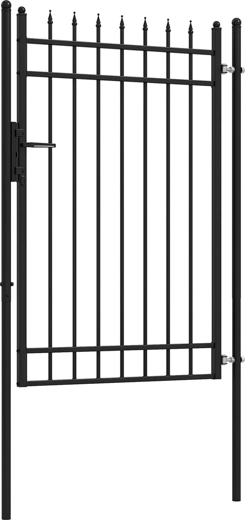 Outsunny Kertkapu Horganyzott Acélból, Zárral, Ajtókilinccsel, Kulccsal, Kerítéseként a Kerthez, 107 x 204 cm, Fekete | Aosom