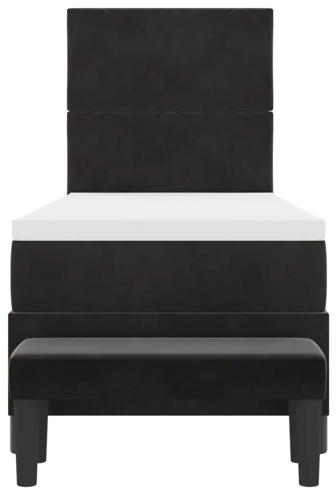 Boxspring Ágy matraccal és paddal Fekete 80x200 cm Bársony