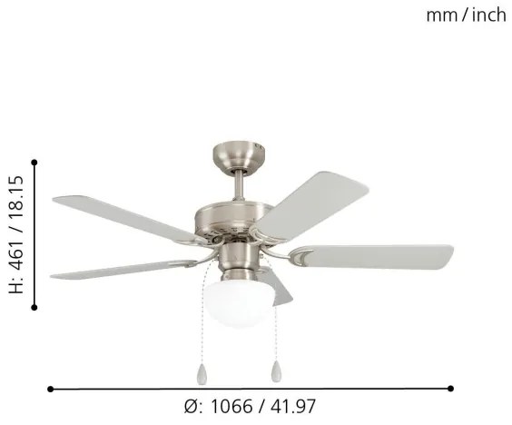 Eglo 35074 - Mennyezeti ventilátor CADIZ 1xE27/40W/230V