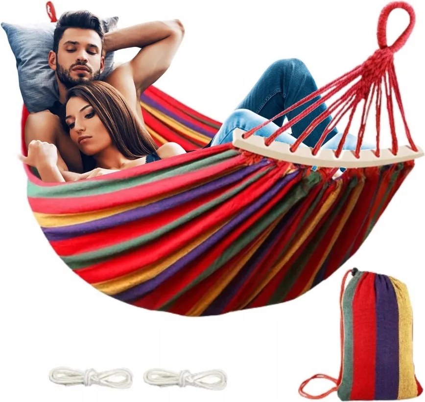 XXL Kerti Függőágy Kétszemélyes Pamut 260x160cm