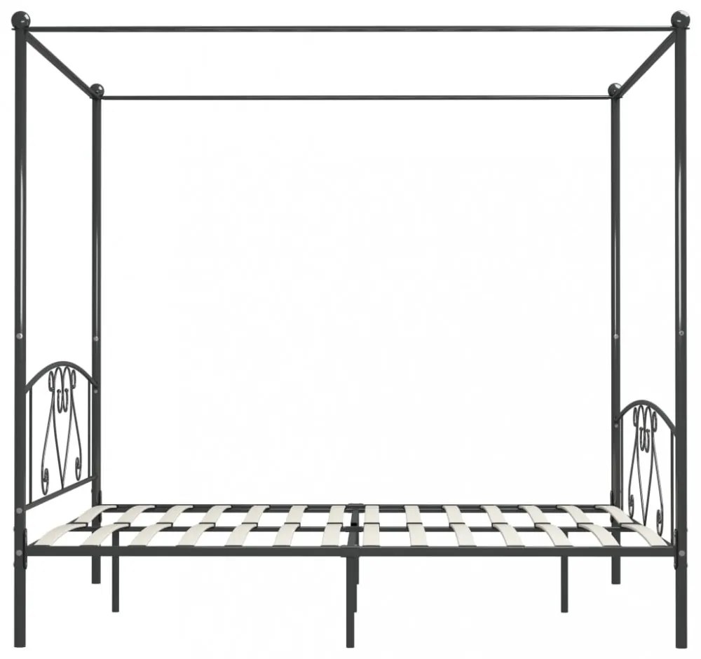 szürke fém baldachinos ágykeret 180 x 200 cm