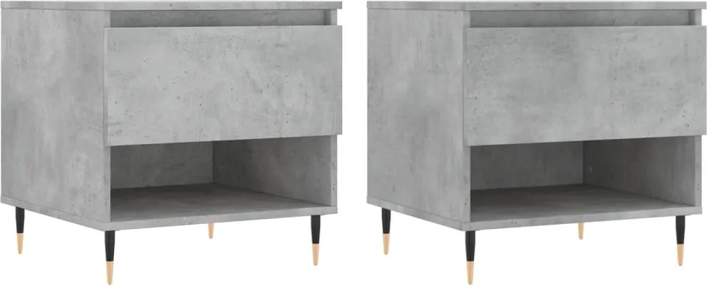 vidaXL 2 db betonszürke szerelt fa dohányzóasztal 50 x 46 x 50 cm