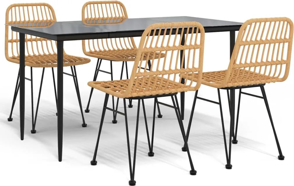 vidaXL 5 részes polyrattan kerti étkezőgarnitúra