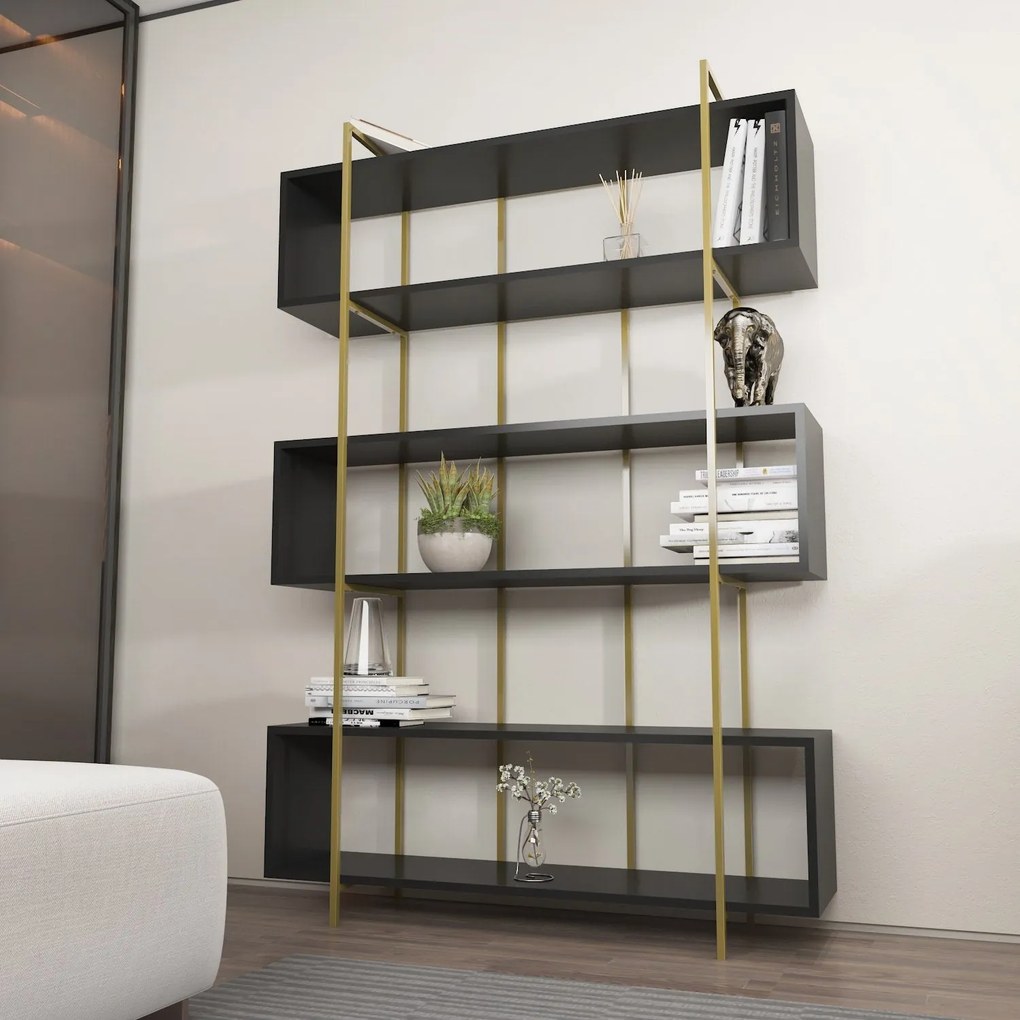 könyvespolc Bruti - Anthracite, Gold