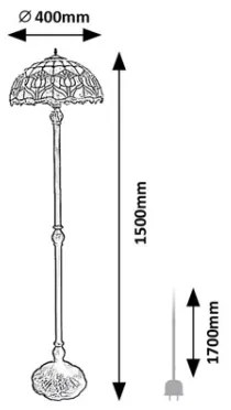 Brilagi - Tiffany vitrázs állólámpa LORAS 2xE27/60W/230V