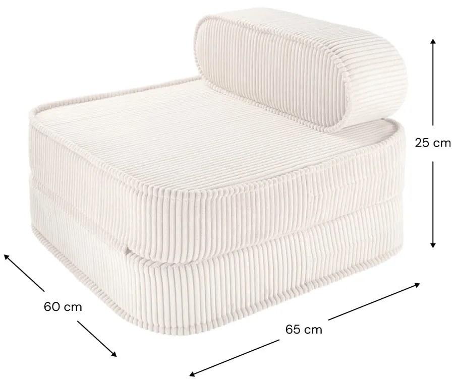 Krémszínű kordbársony gyerek fotel Flip – Wigiwama