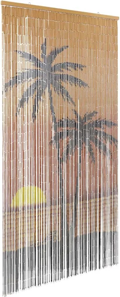 vidaXL rovaros ajtófüggöny pálmafa nyomtatás 90x220 cm bambusz