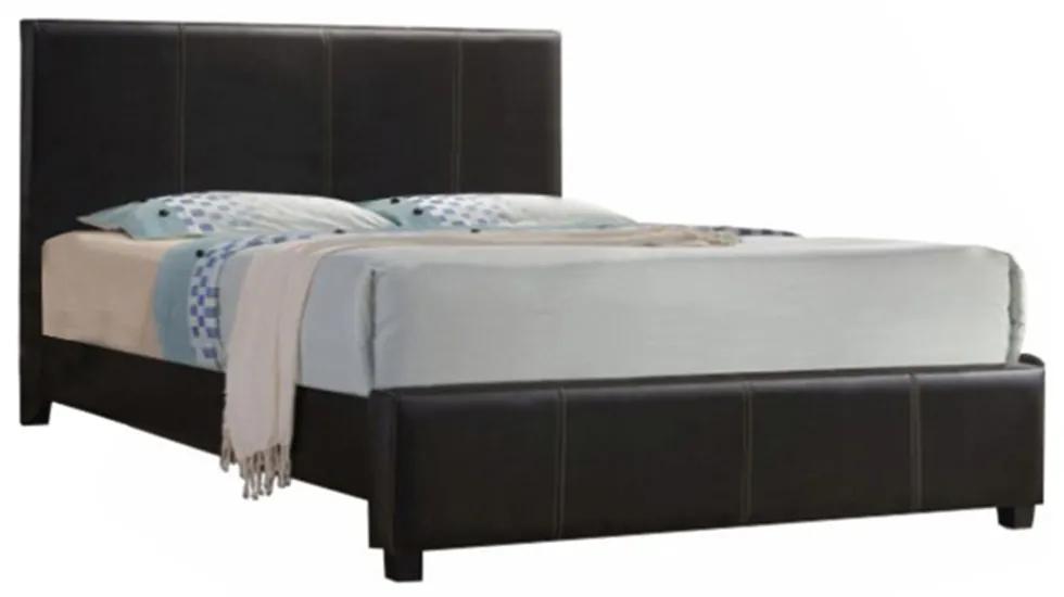 Dupla ágy, sötétbarna textilbőr, 160x200, ATALAYA