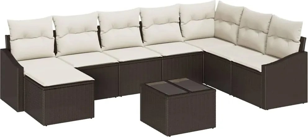 vidaXL Kanapé Szett párnával 9 pcs Barna polirattan