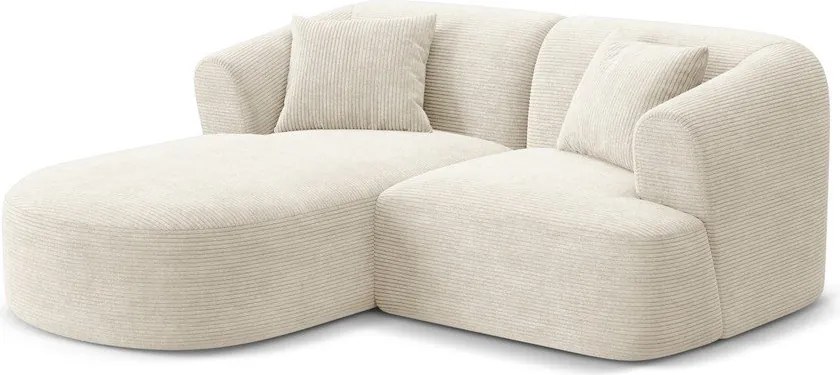 Bézs kordbársony sarokkanapé (bal oldali-heverő résszel) Campi – Cosmopolitan Design