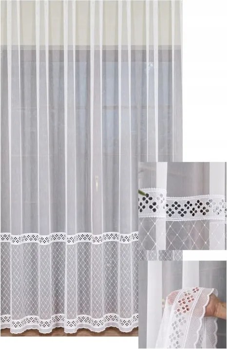 Függöny 140x200 széles fehér hímzett hosszú ráncoló szalaggal Békák Alagút