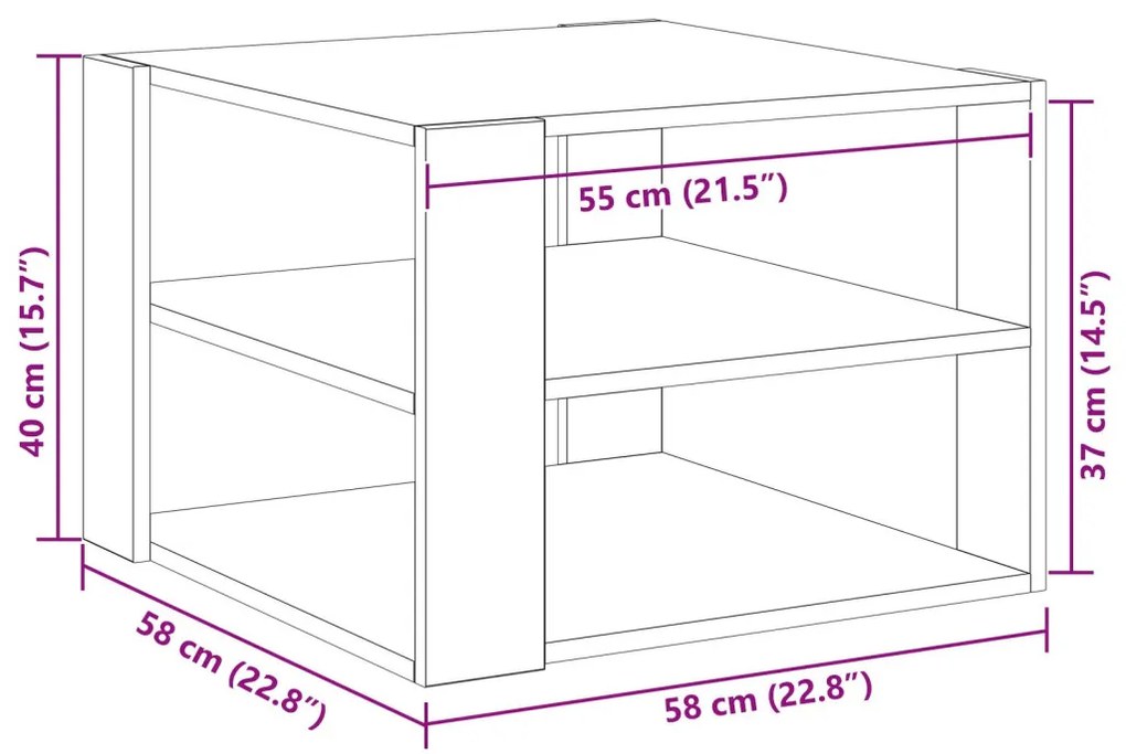 Fekete tölgy Dohányzóasztal 59,5x59,5x40 cm Műszaki fa
