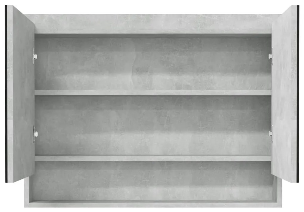 betonszürke MDF tükrös fürdőszobaszekrény 80 x 15 x 60 cm