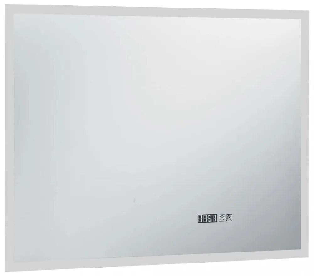 LED-es tükör érintésérzékelővel és időkijelzővel 80 x 60 cm