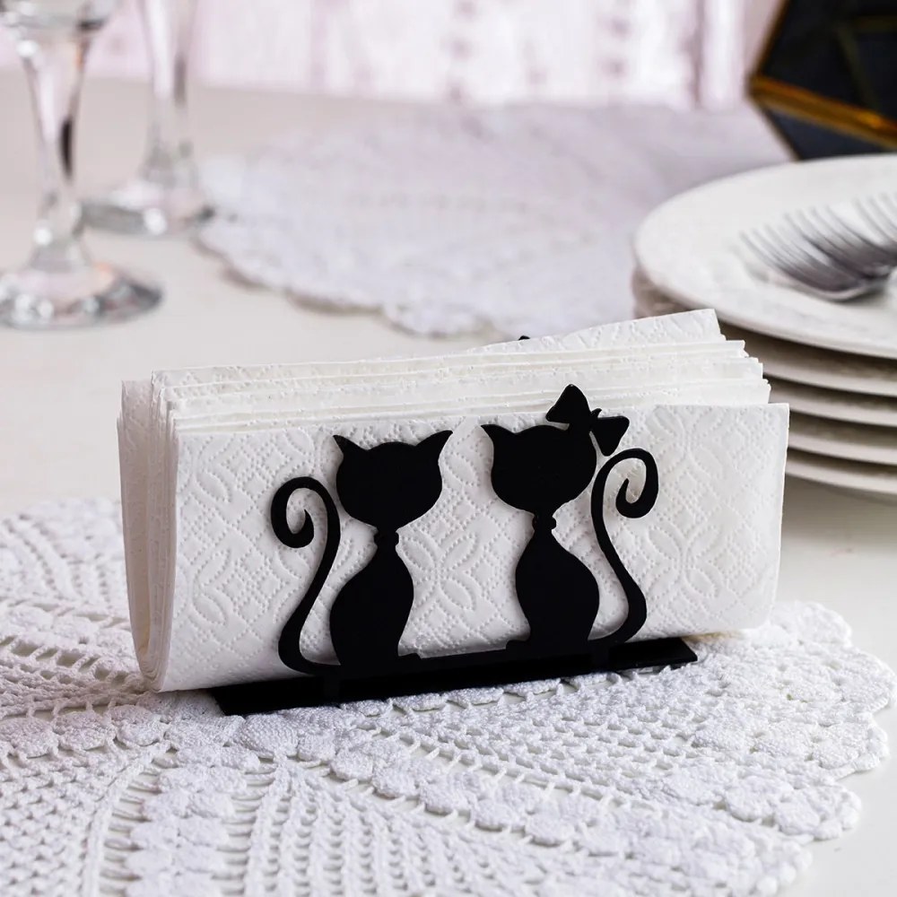 Cats Szalvéta tartó 12x4x8 Fekete Negro