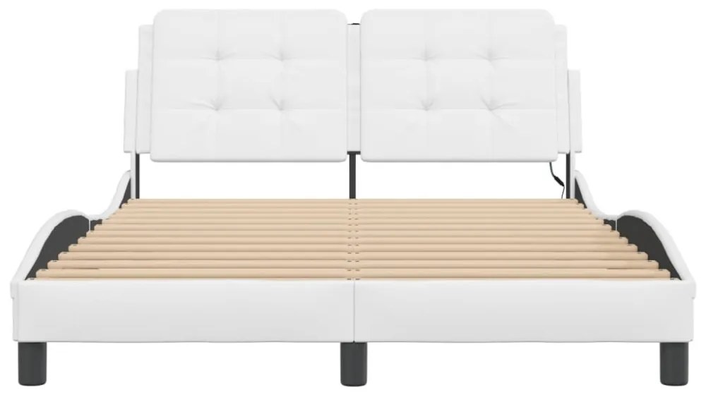 fehér ágykeret LED-ekkel matrac nélkül Zadar 140 x 190 cm