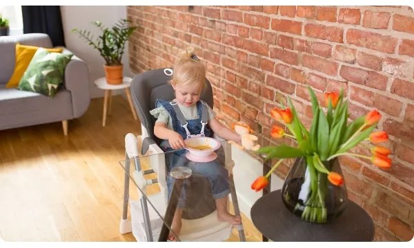 Lionelo - Gyerek etetőszék LINN PLUS fehér/szürke