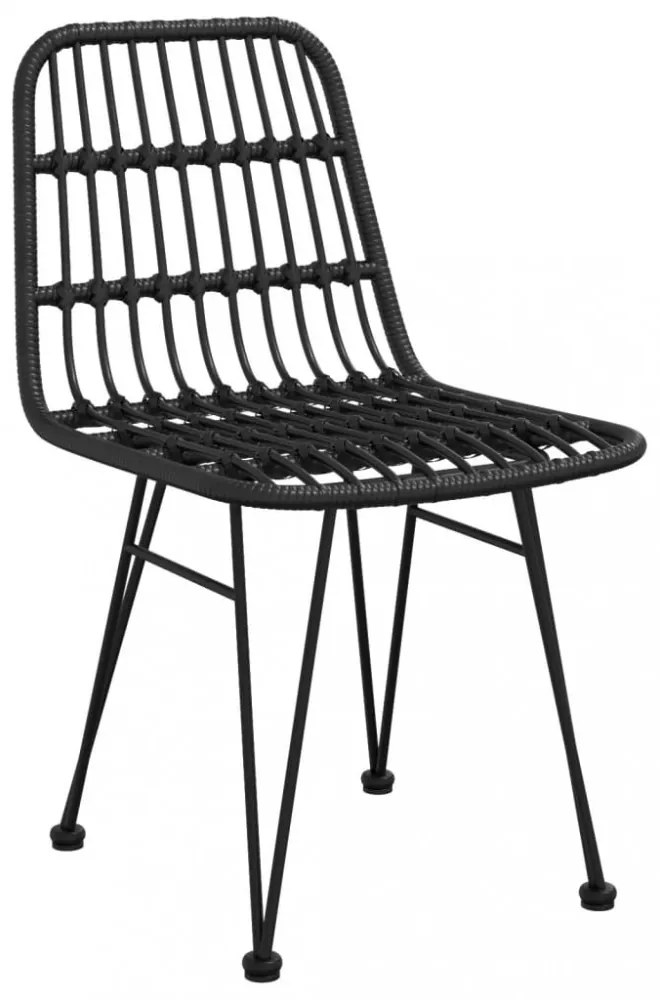 2 db fekete polietilén rattan kerti szék 48 x 62 x 84 cm