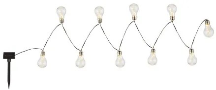 Globo 33708-10 Solar fényfüzér, műanyag, ezüstszürke, átlátszó műanyaggömbökkel, 2 lépésben kapcsolható, IP44, akkumulátor: AA 600mAh 1,2V, HxSZxM:3800x58x100mm, tartozék: 10xLED 0,3W 3,2V, fehér fényű