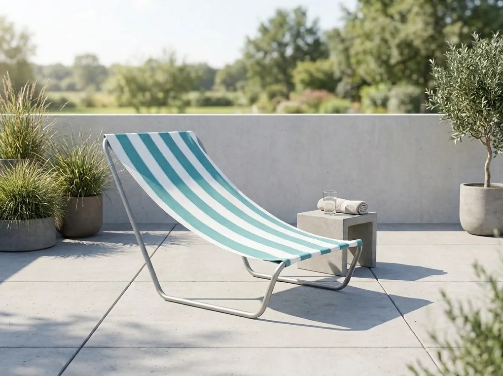 Összecsukható tengerparti napozóágy SAND, türkiz csíkos