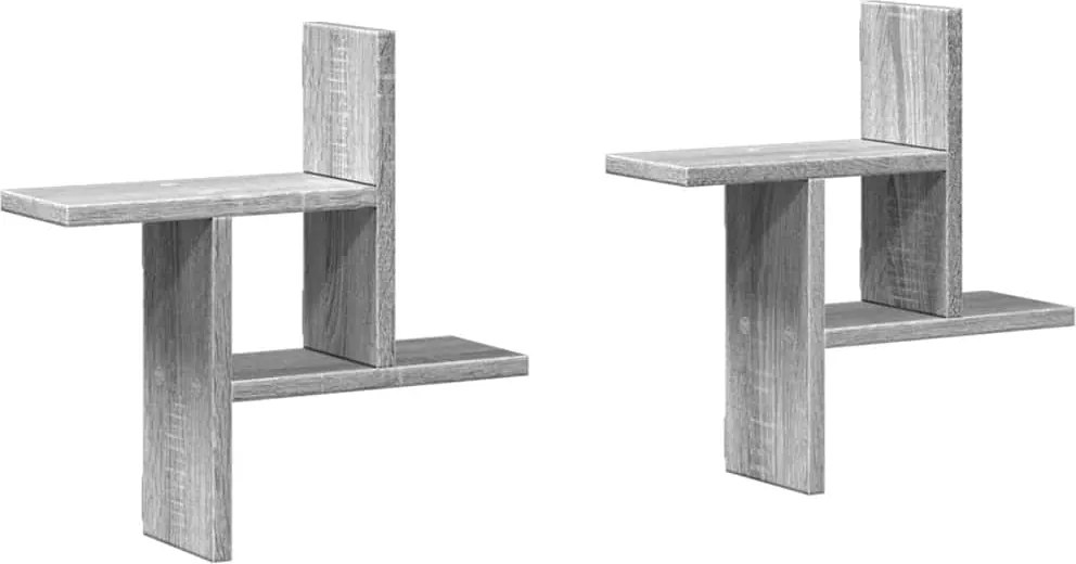 vidaXL 2 db szürke sonoma színű szerelt fa fali polc 38 x 12 x 38 cm