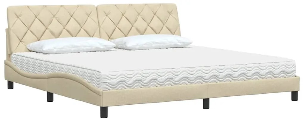 ágy matraccal krém 200x200 cm szövet