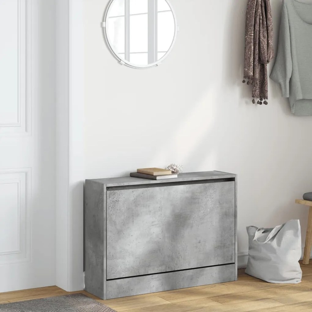 betonszürke szerelt fa cipőszekrény 80 x 21 x 57 cm